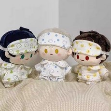 10cm15cm20cm40cm棉花娃娃睡衣正常體無屬性棉花娃娃娃衣, 藍色小狗三點套裝【眼罩睡衣睡褲】,15cm娃用【僅娃衣】, 1個