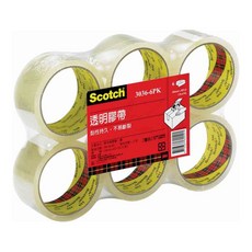 3M 3036S-6 OPP超透明封箱膠帶 48mm x 40M 六入組, 6入/組, 1個