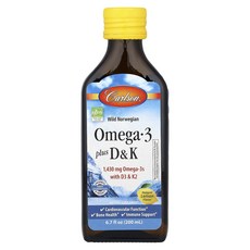 칼슨 오메가3 플러스 D K 내추럴 레몬 1430mg 200ml, 4개