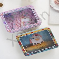 트레분 투명 틴케이스 블루/핑크 사각틴케이스 미니틴케이스 약보관통 카드홀더, 핑크