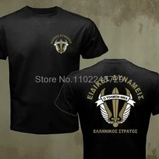 그리스 육군 그리스 1st Paratroopers Brigade Raider 특수 부대 남성 티셔츠 짧은 캐주얼 o 넥 T 셔츠 Ove, 01 XS（old）, 01 검정색