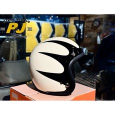 捷寶騎士部品 EVO 經典老味彩繪系列 老飛鏢復古安全帽 黑/乳白, 橘/黑,L, 1個