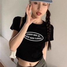 투니스 여성 라운드넥 프린팅 숏 반소매 티셔츠