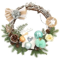 聖誕花圈 聖誕花環 聖誕節佈置 聖誕布置 聖誕節派對 聖誕節門飾, 淺綠色, 1個