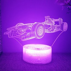포뮬러 1 F1 레이싱 3d LED 야간 조명 침실 맞춤형 Supercar 클럽 로고 쓰기 슈퍼스타 램프 남자 친구 생일 선물, [02] Black base 7colours, [17] 01
