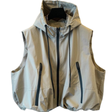 여성용 후드 베스트 캐주얼 바람막이 점퍼 루즈핏 민소매 베스트