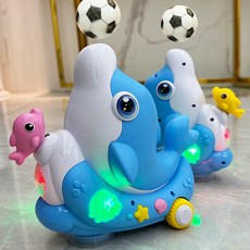 海豚懸浮吹球 萬象行駛 燈光音樂 吹球萬嚮車 3D炫技玩具 卡通玩具 聲光玩具 吹球玩具 男女孩玩具 寶寶玩具 幼兒玩具, 3375搖擺海豚吹球+螺絲刀+充電套裝, 1個