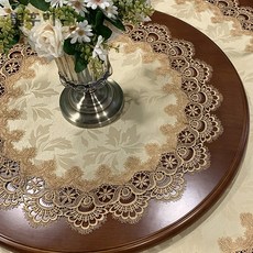 테이블보 식당테이블 천 레이스 테이블 매트 원형 식탁보, 60cm, 1개, 181골드