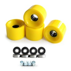 4PCS 78A 베어링이 포함 된 스케이트 보드 휠 소프트 크루저 휠 교체 롱 보드 휠 스케이트 보드 액세서리, 노란색