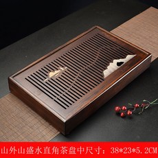 貓嶼 九竹山外山直角盛水中茶盤 衚桃色竹茶盤 簡約儲水茶海茶臺功夫茶具, 山外山直角盛水茶盤中, 1個