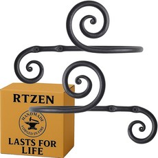 RTZEN 장식 금속 커튼 타이백 - 농가용 철제 커튼 홀드백 - 벽용 드레이퍼 홀더 - 커튼용 독특한 금속 타이백 - 2개(블랙 스월리), 소용돌이, Large