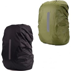 배낭용 방수 레인 커버 2팩 자전거/하이킹용 반사 스트립 ， 배낭 포함, 1 Pcs Black + 1 Pcs Army Green, S (For 15L-25L backpack )