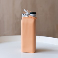 食品級矽膠摺疊吸管水杯，便攜大容量戶外軟水壺, 1個, 1L, 吸管款橘色:如圖所示