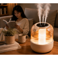 香薰加濕器 小夜燈, 白色, 噴霧式
