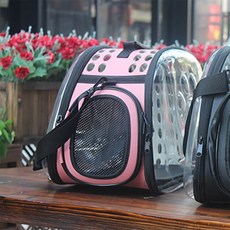 원디자인 애견 투명케리어 대형 핑크 반려묘캐리어