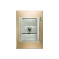 Schneider Unica Top 埋入式高屏蔽電視插座 金屬銅/金屬灰外框, 1個, 金屬銅外框