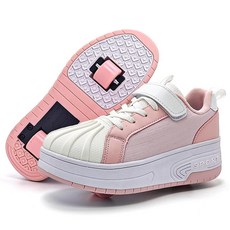 Umerigo 패션 롤러 스케이트 신발 남아 여아 아동용 접이식 휠리 스니커즈 바퀴 달린 롤링 신발 핑크 화이트. 5 빅 키즈110021, Umerigo 패션 롤러 스케이트 신발 남아 여아 아동