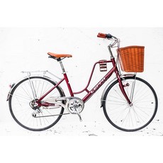BIKEONE L4 LITE 246LADY 26吋6速 SHIMANO變速 復古時尚菜籃款淑女車咖啡車 低跨點設計, 深藍,24吋, 1個