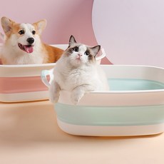 BBEDA접이식 애완용 반려 동물 강아지 고양이 욕조, 블루, 1개