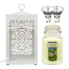 STELLAR 蠟燭加熱器 白色+香氛蠟燭 L號+燈泡 2入, 乾淨的棉花