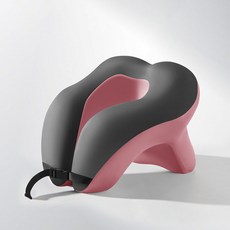투톤 메모리폼 휴대용 목 쿠션 배게, 1개, 핑크