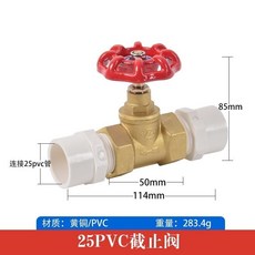 自來水閥門開關手輪水閥 4分6分雙活接螺紋閥芯截止閥, 1個, 25PVC截止閥,無規格