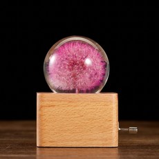 민들레 크리스탈 볼 뮤직박스 창의적 선물용, 3_손잡이형퍼플푸공영음악상자