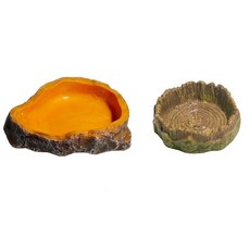 파충류 음식 및 물 그릇 도마뱀 뱀 거북이를 위한 레진 시뮬레이션 먹이 접시 테라리움 장식용 조경 그릇 2팩 138745, DS-000139