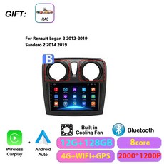 르노 로건 2 산데로 2012-2019용 안드로이드 17 카 라디오 멀티미디어 비디오 플레이어 2딘 GPS 네비게이션 스테레오 DVD 카플레이, 12G-128G