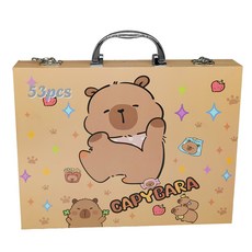 53件套兒童水彩畫筆套裝 幼兒塗鴉油畫棒繪畫套裝 兒童節禮物, 卡皮巴拉53畫筆套裝, 1個