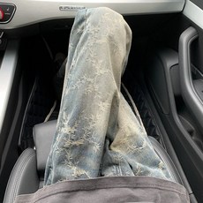 여성 찢어진청 흑청 하이웨스트 루즈핏 롱기장 찢청