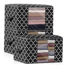 의류 보관함 부직포 수납박스 대용량 이불정리 침구 옷장정리 먼지방지 패브릭 블랙, 1개, 가로