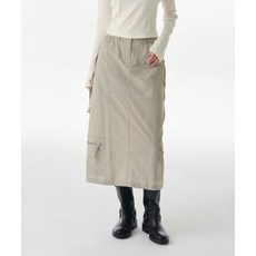 [무신사스탠다드] WOMAN 우먼즈 나일론 립스탑 유틸리티 밴딩 롱 스커트 [라이트 베이지]