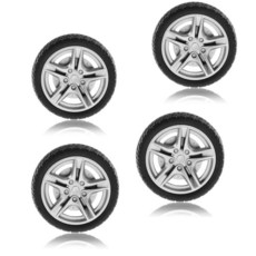 [ 819724 ] 블랙 장난감 자동차 휠 타이어 4개 48mm 시뮬레이션 고무 모델 DIY RC 예비 부품 쉬운 설치 작은 사이즈 원격 및 앱 제어 차량 부품