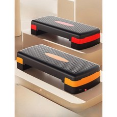 홈트레이닝 스텝박스 유산소 계단운동발판 운동용발판 스텝퍼 블랙 오렌지 2단 높이조절, 탄성링 세트