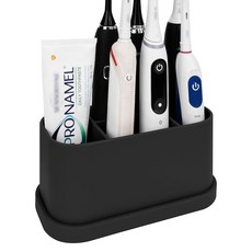 Linkidea 전동 칫솔 홀더 실리콘 조리대 5 슬롯 전동 브러시 스탠드 홀더 Oral-B DB4010 Pro 100 CrossAction Spinbrush Pro와, Black