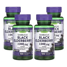 네춰스 트르스 삼부커스 블랙 엘더베리 2 000mg 100 빠른 방출 캡슐(캡슐당 1 000mg), 4개, 100정