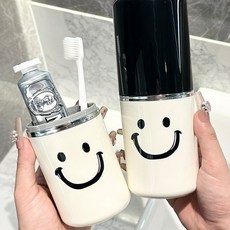 양치용품보관컵 여행용 휴대용 칫솔치약보관컵케이스, 2개, 블랙화이트