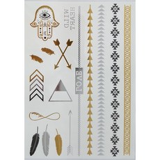 印度風情 金屬紋身貼紙共200款 T02D TATTOO 防水紋身貼紙刺青貼紙, 1個, D1印度風情205