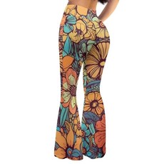 Ystardream 여성용 플레어 레깅스 스웨트팬츠 힙업 다채로운 꽃무늬. 268568