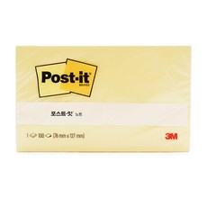 3M 포스트잇 655 127mm x 76mm 100매, 1개, 노랑