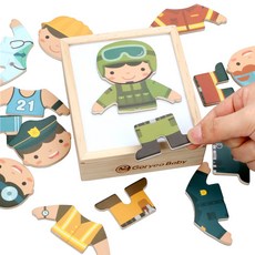 고려베이비 곰돌이 옷입히기 직업놀이 자석놀이 원목퍼즐 자석교구, 18피스, 1개