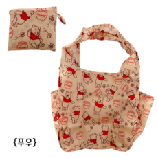 캐릭터 예쁜 접이식 휴대용 물병수납 에코백 시장 쇼핑 장바구니, 푸우, 1개