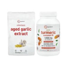 맥스 스트렝스 마늘 오일 소프트젤 + 순도 95% 강황 커큐민 캡슐 세트