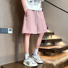 夏季冰絲薄款五分褲子男生速幹透氣寬松外穿短褲休閑運動籃球中褲