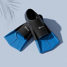 레디박스 스노쿨링 수영 보조 오리발 숏핀, 블루블랙