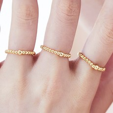 14k Gold Filled 반지 금 볼 체인 레이어드 실 반지 버블 링 버블팝 반지