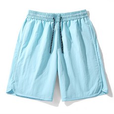 夏季寬鬆男士五分褲 透氣百搭青少年運動速幹短褲, 無規格, 湖藍