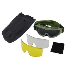 VULPO 고글 Airsoft 페인트 볼 슈팅 방풍 방지 안개 안경 하이킹 등산, 1개, 1 Set Gr n