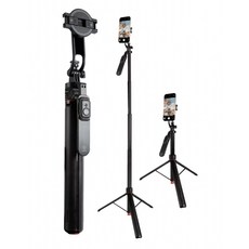 aibo 藍牙自拍桿三腳架 172cm最長 磁吸夾式兩用 360°全景 附遙控器, 黑色, 1個, OO-K-TZ26